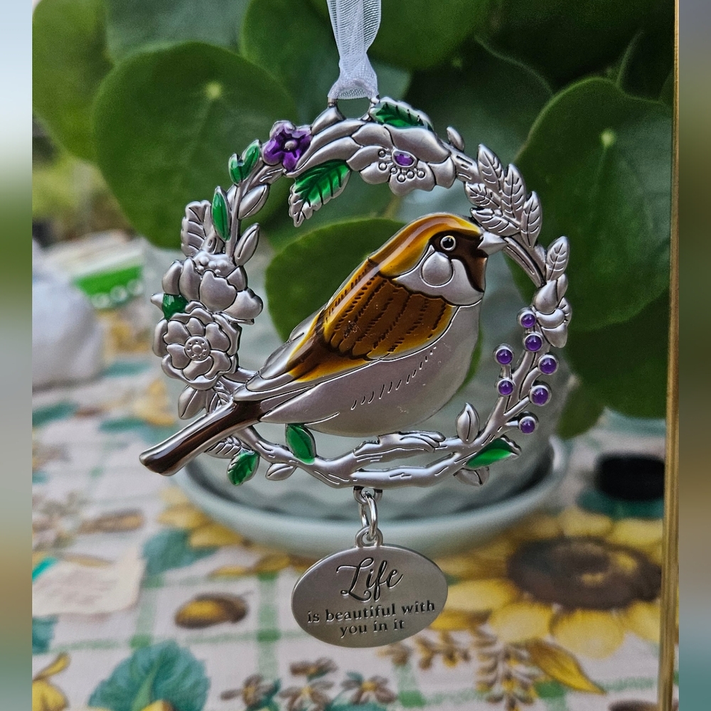 Life is beautiful with you in it BLESSED BEYOND MEASURE Bird Ornament ganz